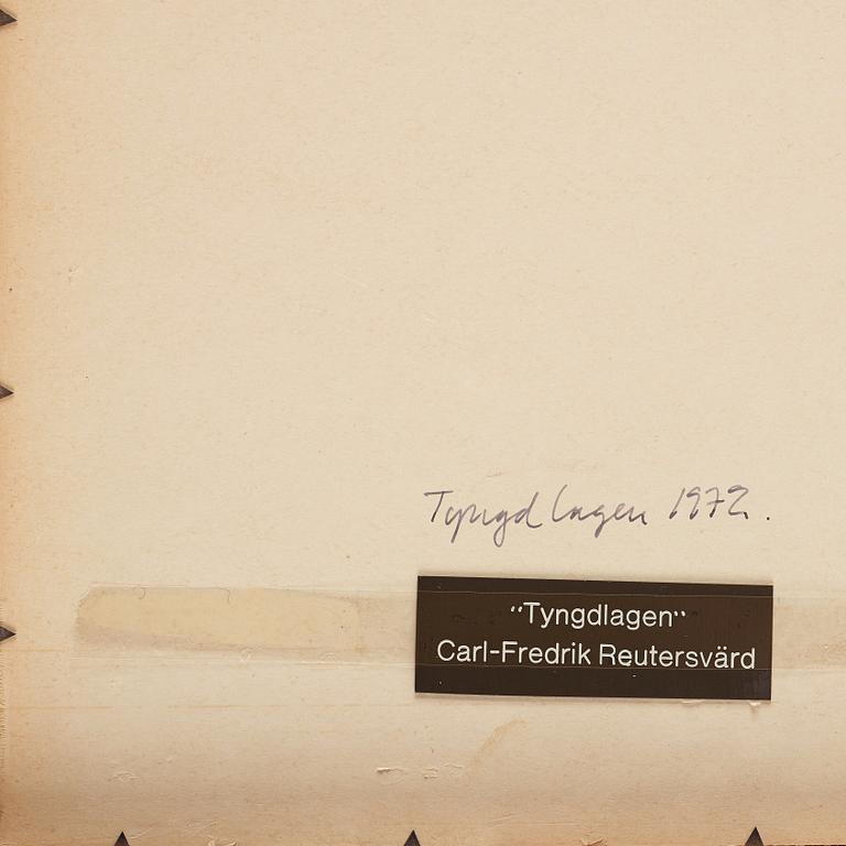 CARL FREDRIK REUTERSWÄRD, watercolor and laquer, on canvas laid on panel, dated 1972.