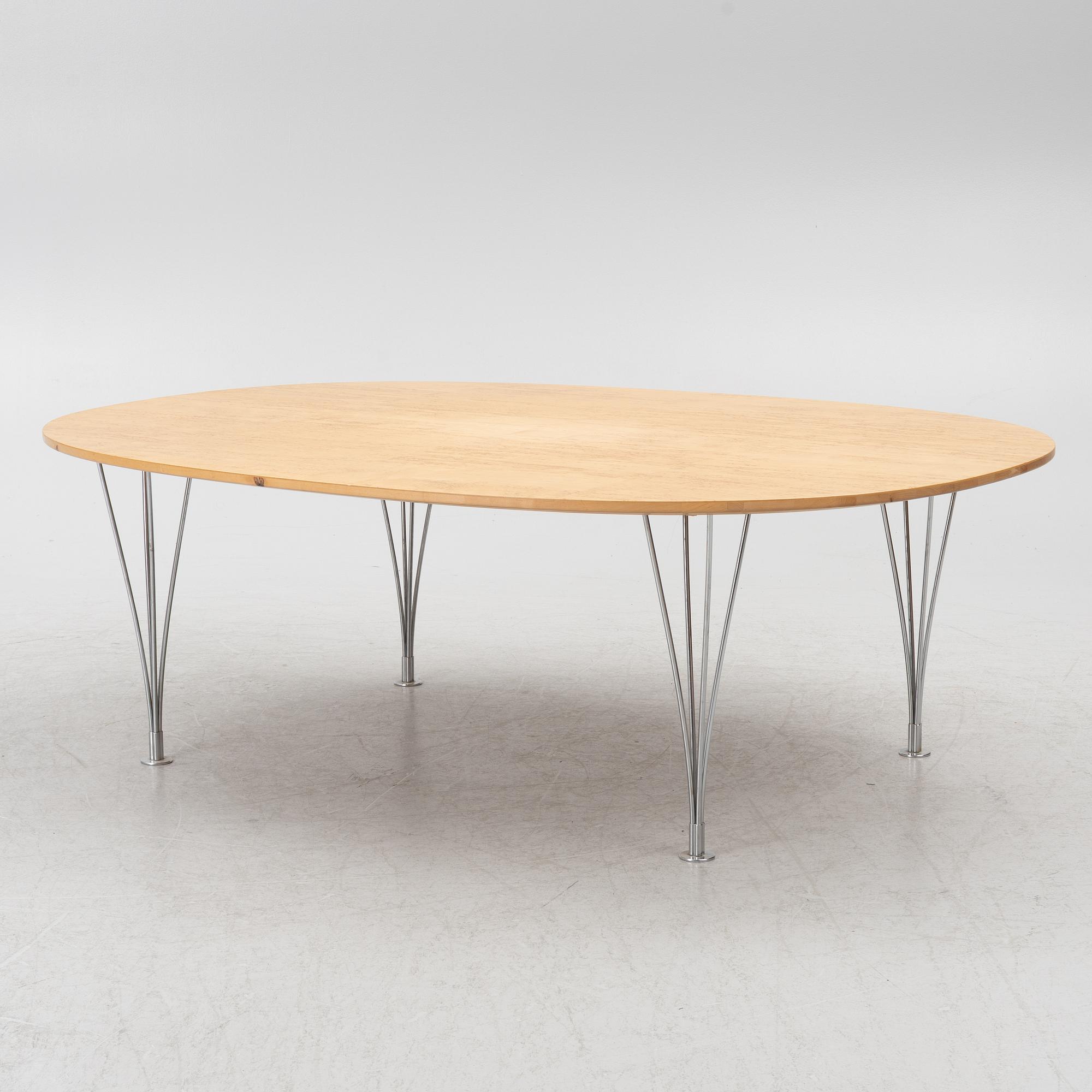 Bruno Mathsson & Piet Hein, coffee table, "Superellipse", Fritz Hansen, Denmark.