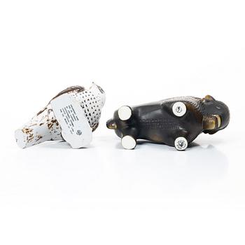 Lisa Larson, a 'Säl' and 'Utter' figurine, Gustavsberg for NK, Nordiska Kompaniet in collaboration with WWF.