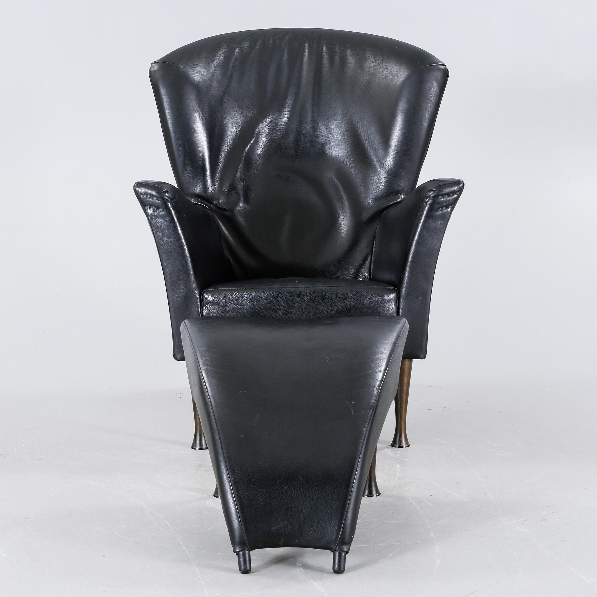 A lounge chair with foot stool by Gijs Papavoine for Montis, model "Castor", late 20th century.
