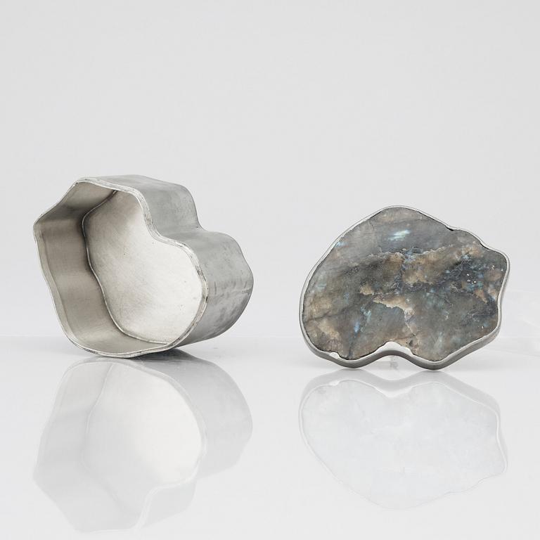 Estrid Ericson, a pewter lidded box with labradorite, Svenskt Tenn, Stockholm 1974.