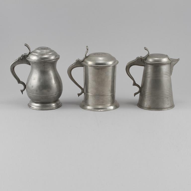 TENNSTOP, 3 st, tenn, 1800-tal.