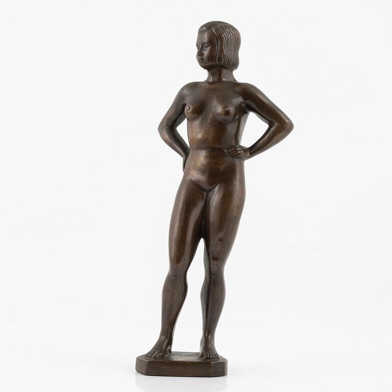 Bror Forslund, sculpture, "Ida", bronze, signed.