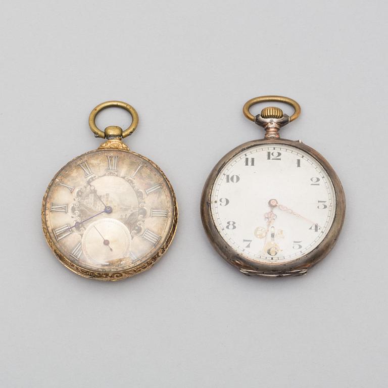FICKUR, 2 st. Silver resp. 14k guld.