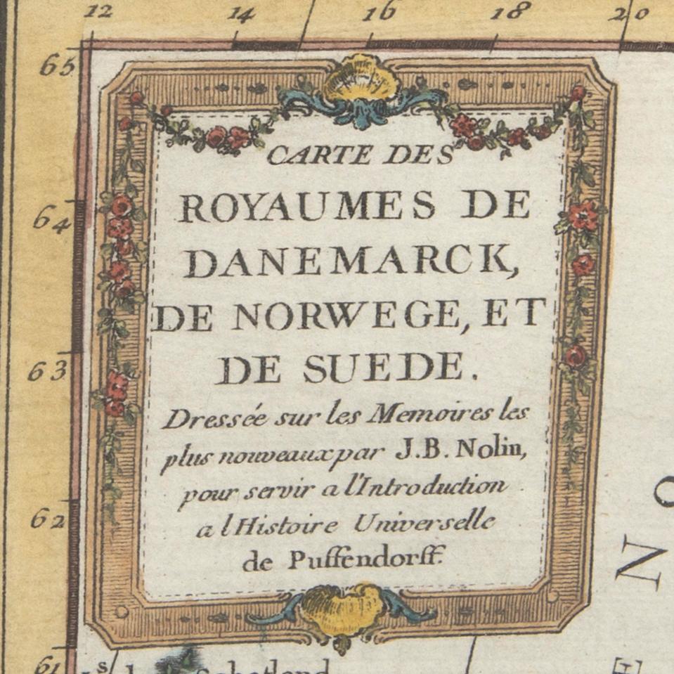 Jean Baptiste Nolin, map hand colored cupper engraving, 1758.