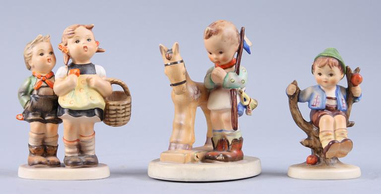 HUMMELFIGURINER, 3 st, porslin, Goebel. 1900-tal.