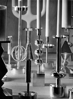 Sigurd Persson, a pair of Swedish silver candlesticks, Stockholm 1966, silversmith Johann Wist.