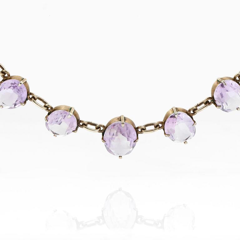 COLLIER, silver, ametister, svenska importstämplar. 1900-tal. Vikt ca 24 gram.