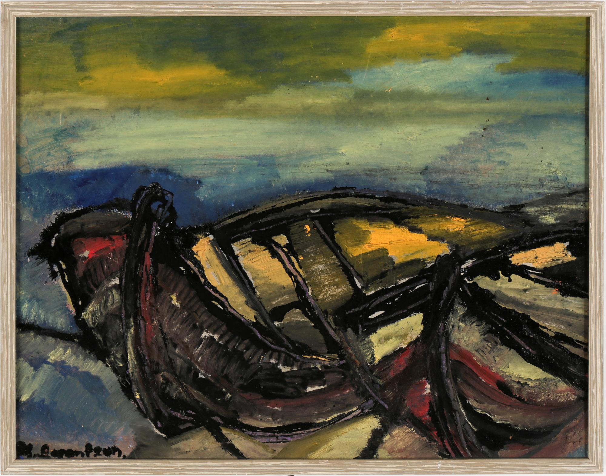 MONICA LORENTZON, blandteknik på pannå, signerad.