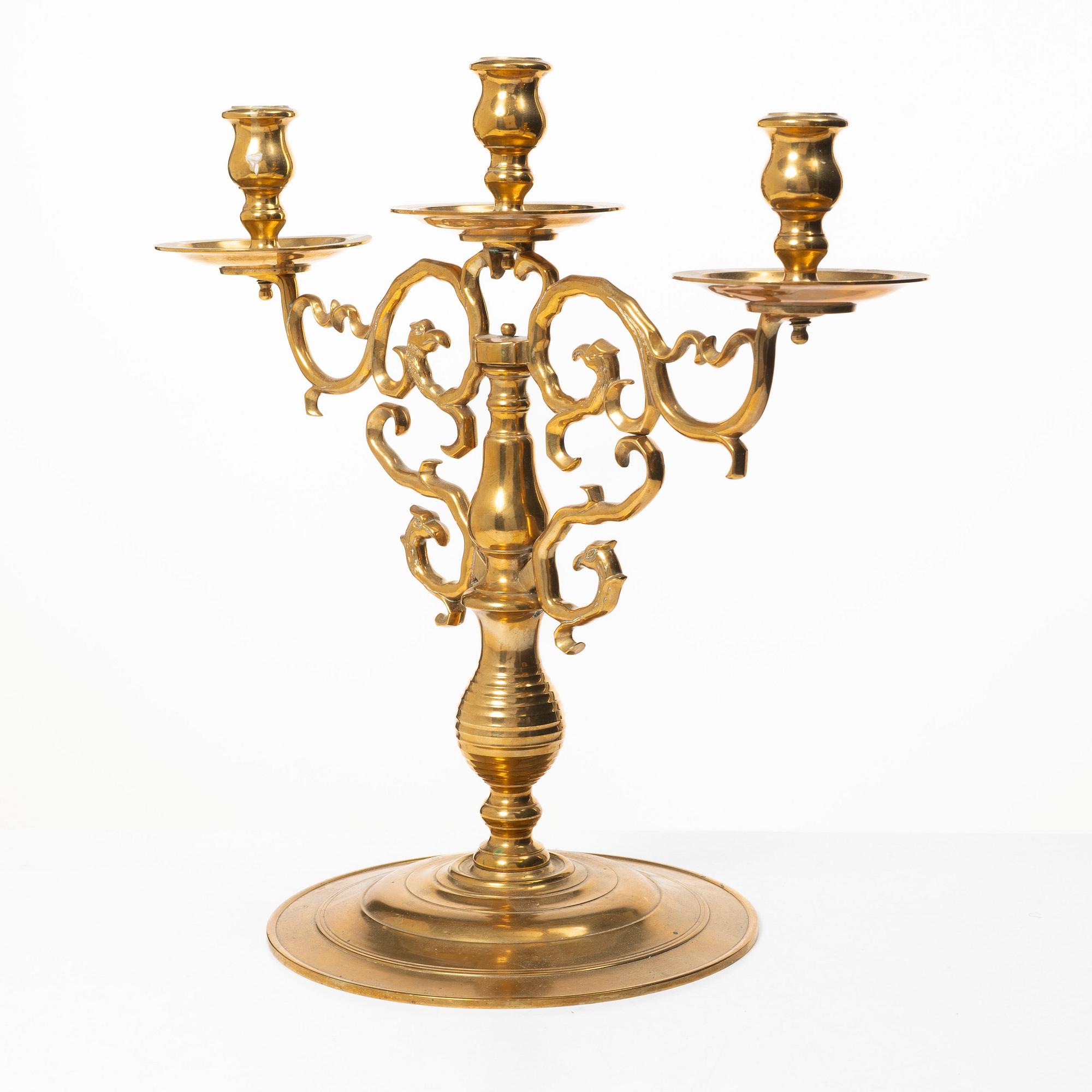 A brass candelabrum, Gusums Bruk.