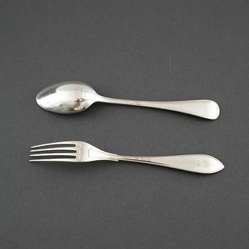 19 pieces of silver cutlery, first half of/mid 20th century.