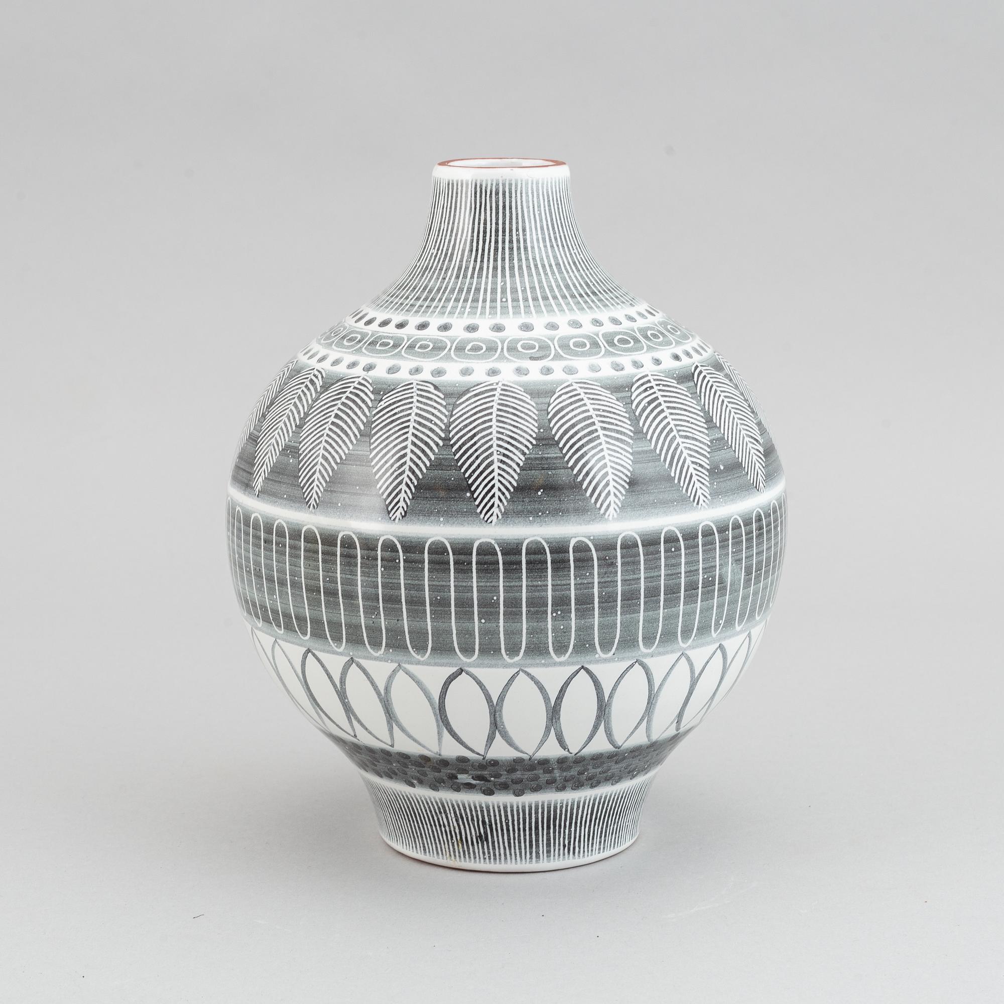 Ingrid Atterberg, Vase "Grafika", Upsala Ekeby, 1950's.