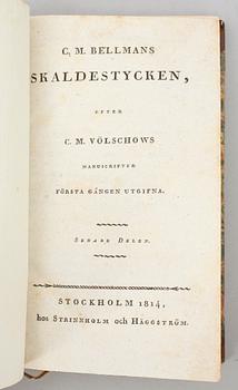 BOK, 2 vol, "C.M. Bellmans skaldestycken efter C.M. Völschows...", Stockholm 1814.