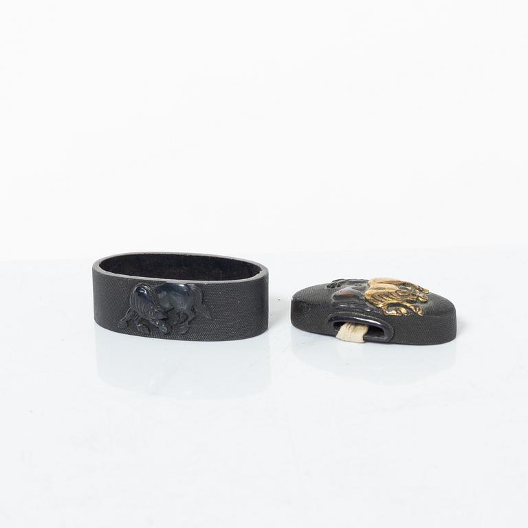 Fuchi and kashira, pair, Meiji, unsigned.