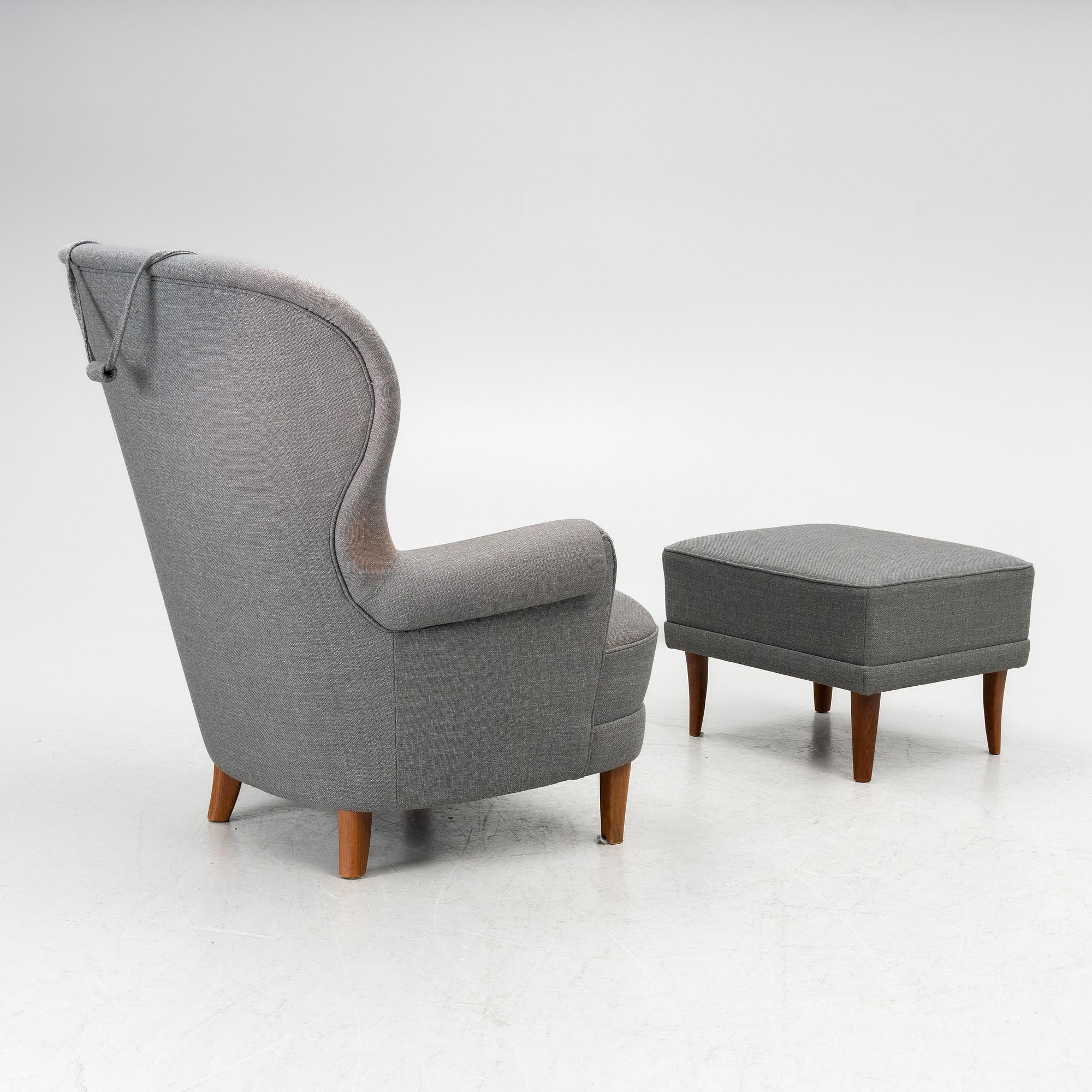Carl Malmsten, armchair with footstool, "The Giant Toad", O. H. Sjögren, Tranås, 2014.