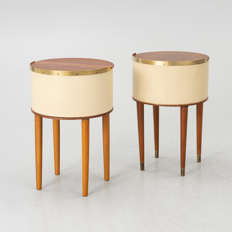 Bedside tables, a pair, Halvdan Pettersson’s furniture factory, Tibro, mid-20th century.