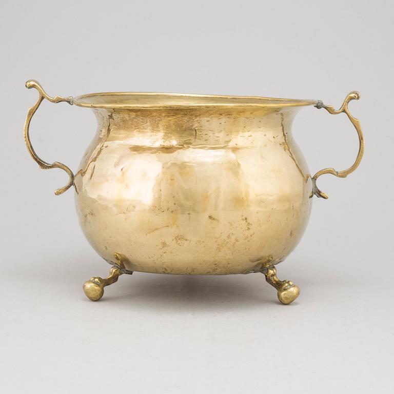 A 19th century brass flower pot.