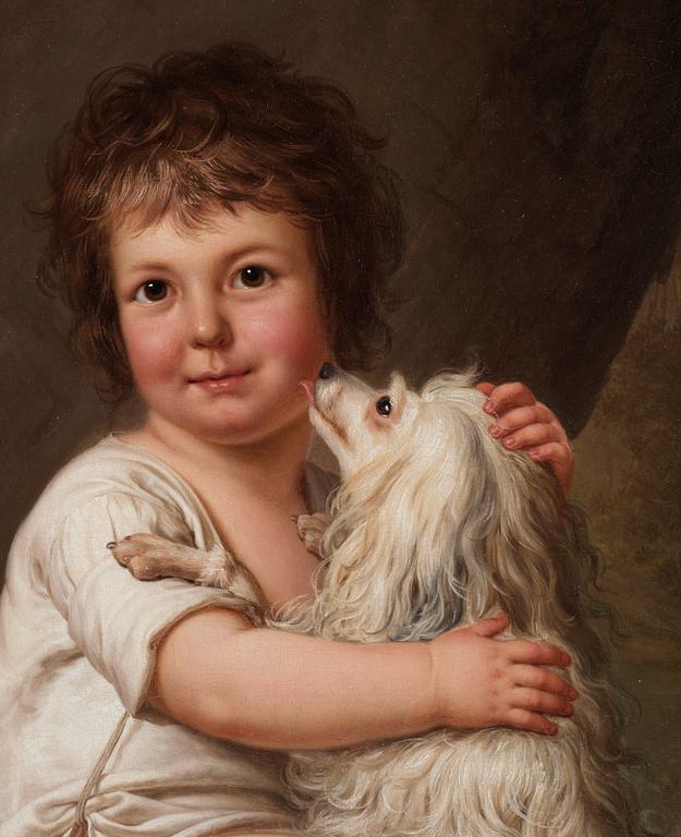 Adolf Ulrik Wertmüller, Portrait of the young Henri Bertholet-Campan (1784-1821) with the dog Aline.