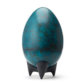 223. A Hans Hedberg large two-piece faience egg, Biot, France.