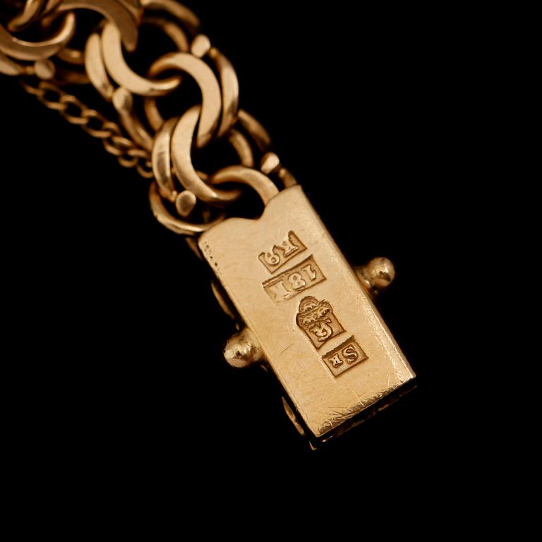 ARMBAND, 18 k guld, bismarcklänk, vikt ca 11 g.