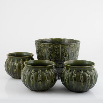 Flintware pots, 4 pcs, Rörstrand and Gustavsberg, early 20th century.