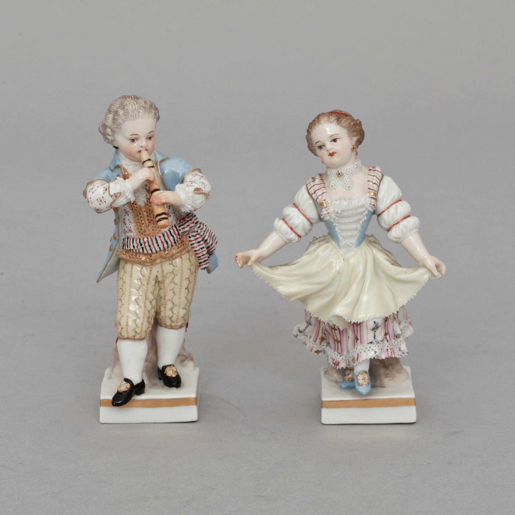 FIGURINER, 2 st, porslin, Meissen, 1900-tal.