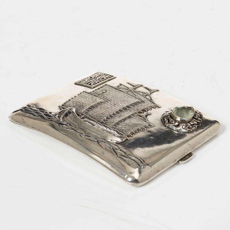 A silver cigarette /calling card case, China, Zee Sung, early 20th century.