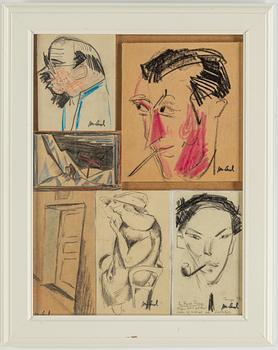 JOHN JON-AND, 6 sketches, framed together, signed with stamp, 1920-30s..