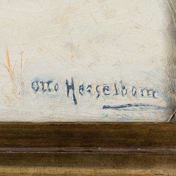 An Otto Hesselbom oil painting depicting Spånga Church.