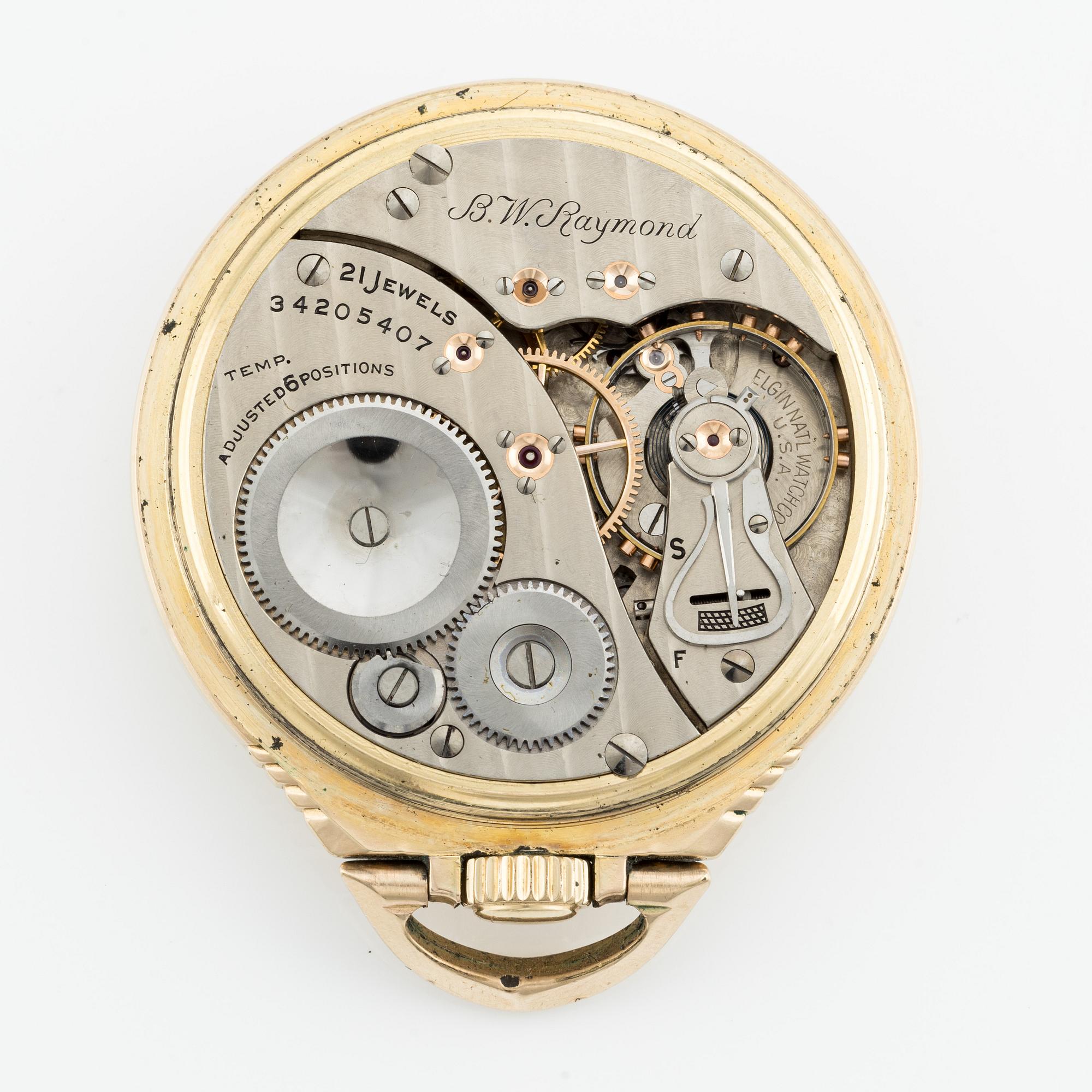 Elgin National Watch Co B.W. Raymond pocket watch with chain 49.5 mm. Bukowskis