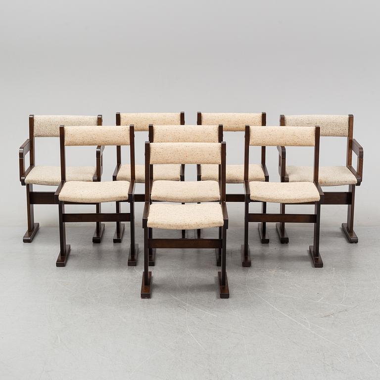 A Danish dining table and eight chairs from Gangsø Møbler A/S, 1960's-70's.