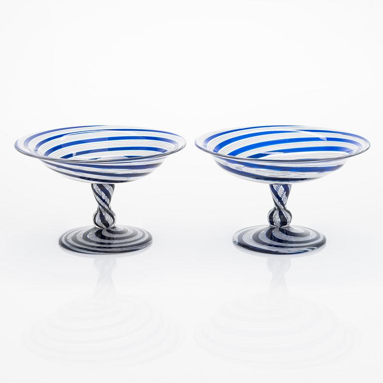 A pair of  ca. 1860s filigree glass bowls from Nuutajärvi Finland.