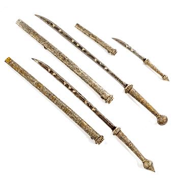 A set of three Burmese 'Dha' swords, late 19th /early 20th Century.