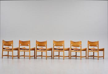 Børge Mogensen, a set of eight "Jagtspisestol"/"Spanish Dining" chairs model 3237 & 3238, Fredericia Stolefabrik, Denmark.