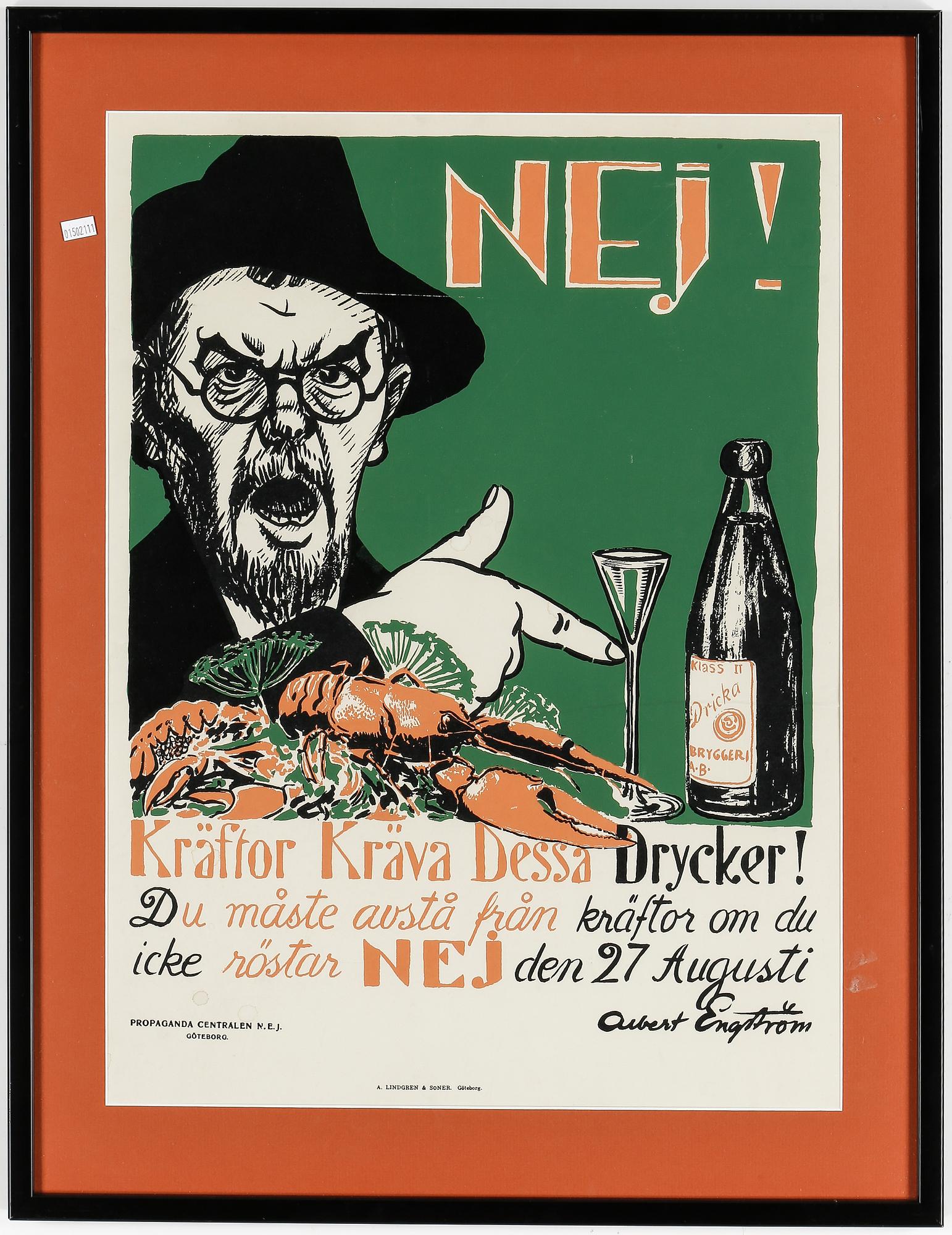 ALBERT ENGSTRÖM, affisch. Tryckt hos A. Lindgren och Söner i Göteborg.