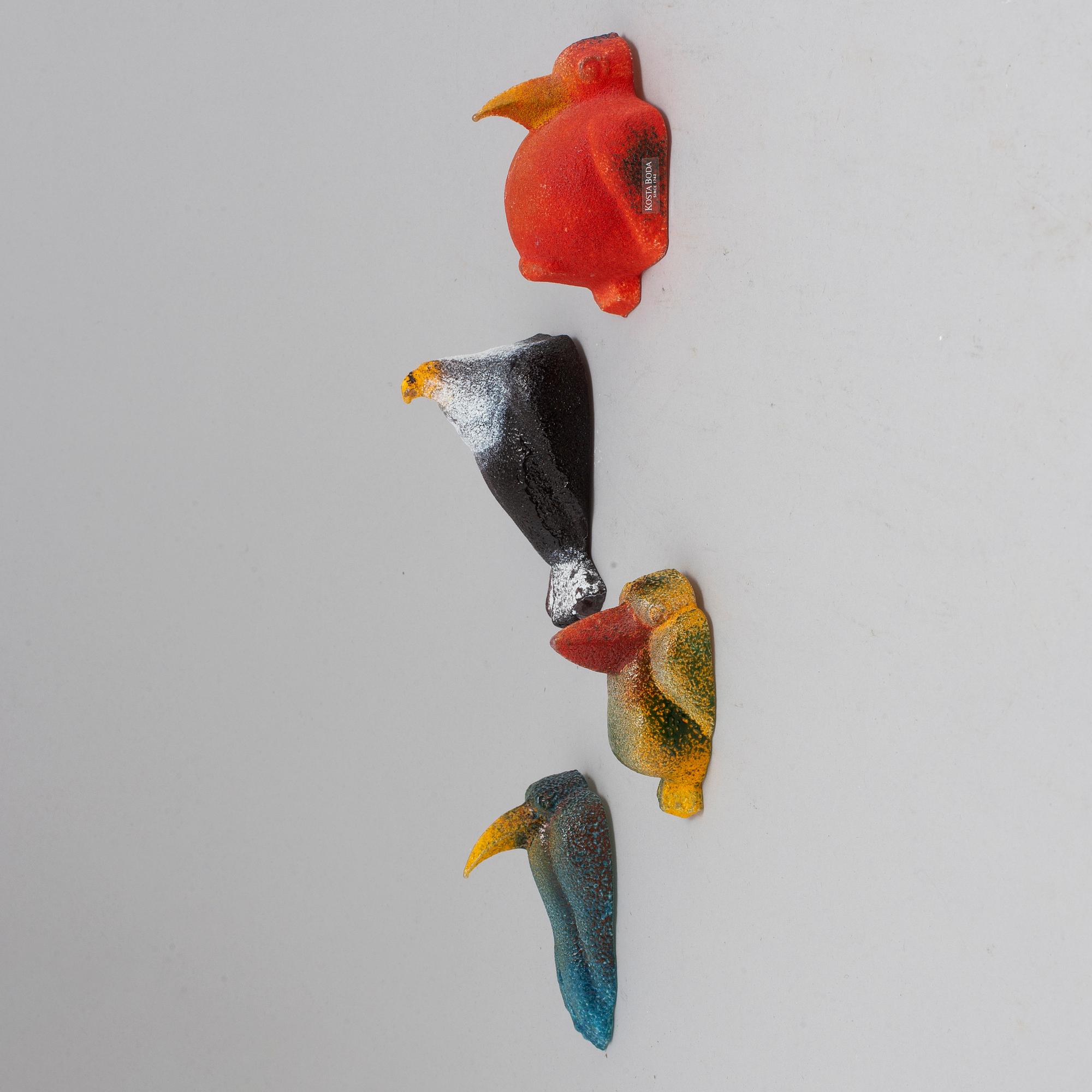 KJELL ENGMAN, väggskulpturer, 4 st, glas, Kosta Boda.