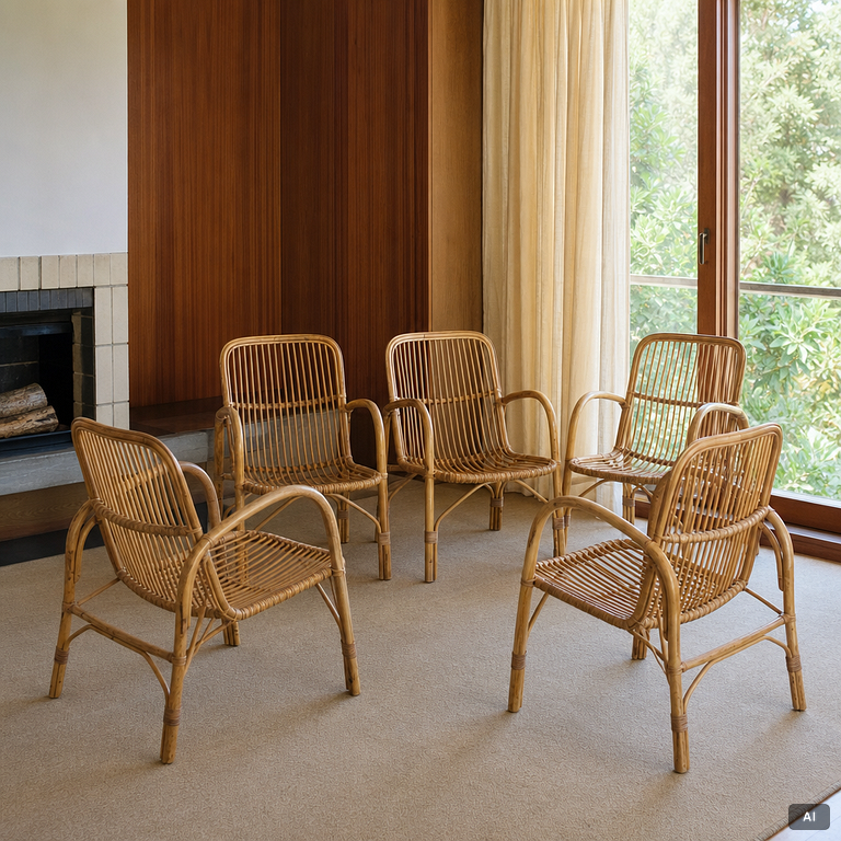A set of six armchairs, mid/second half of the 20th century.