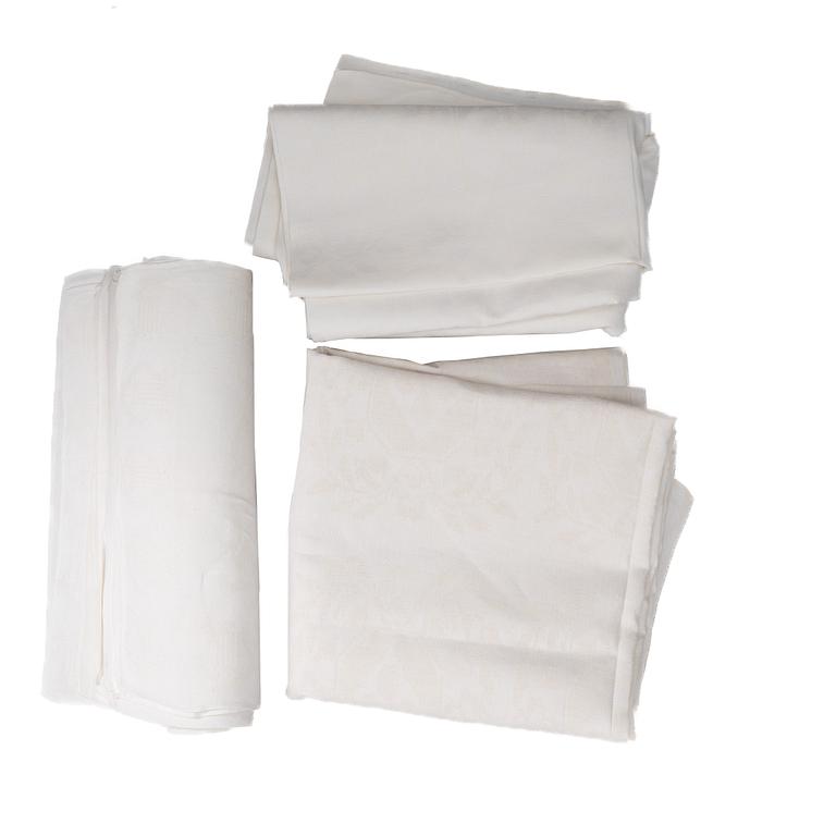 Dukar, 2 st och servetter, 23 st, "Lyran", linnedamast, Klässbol.