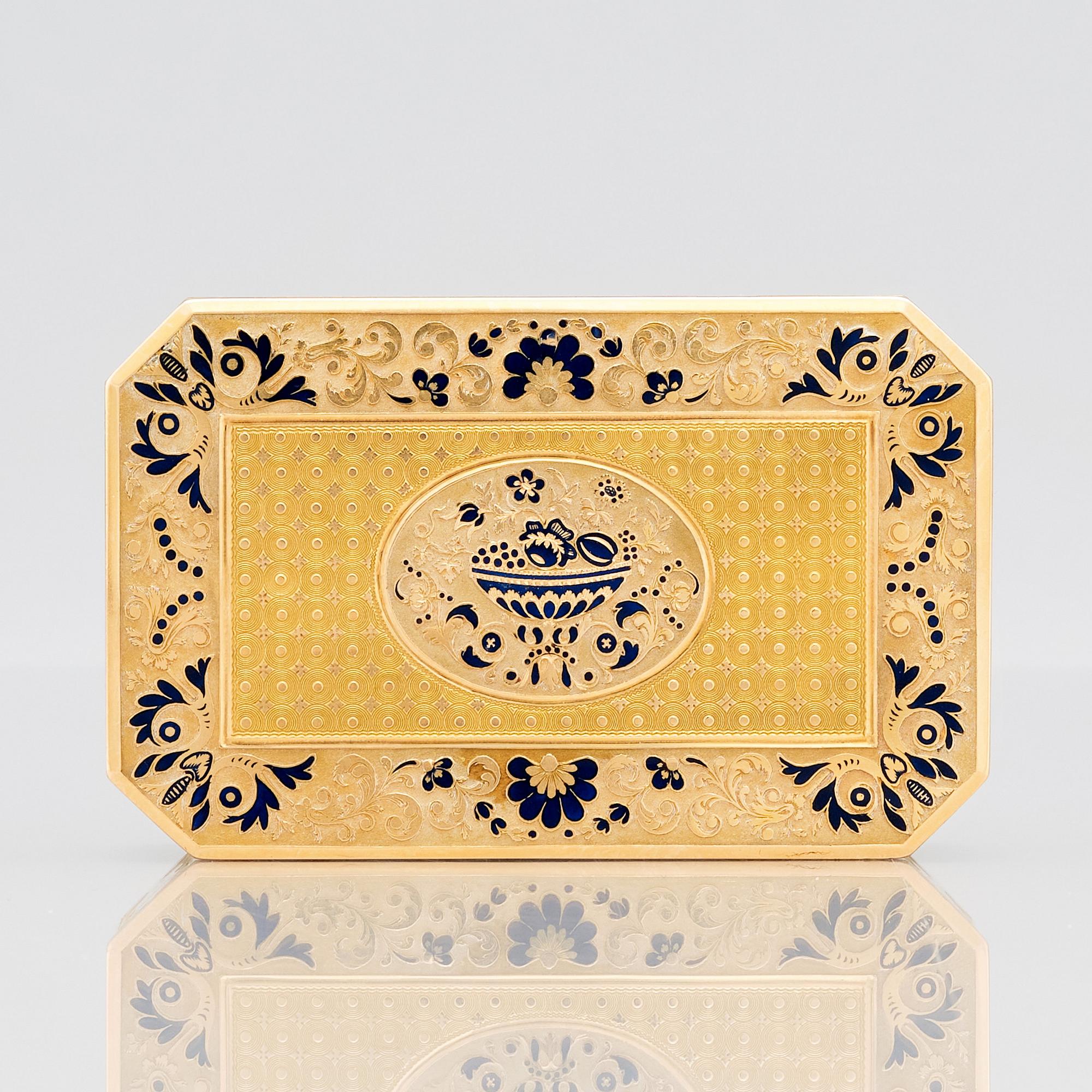 Dosa, guld och emalj, möjligen Schweiz, 1800-talets början, empire.