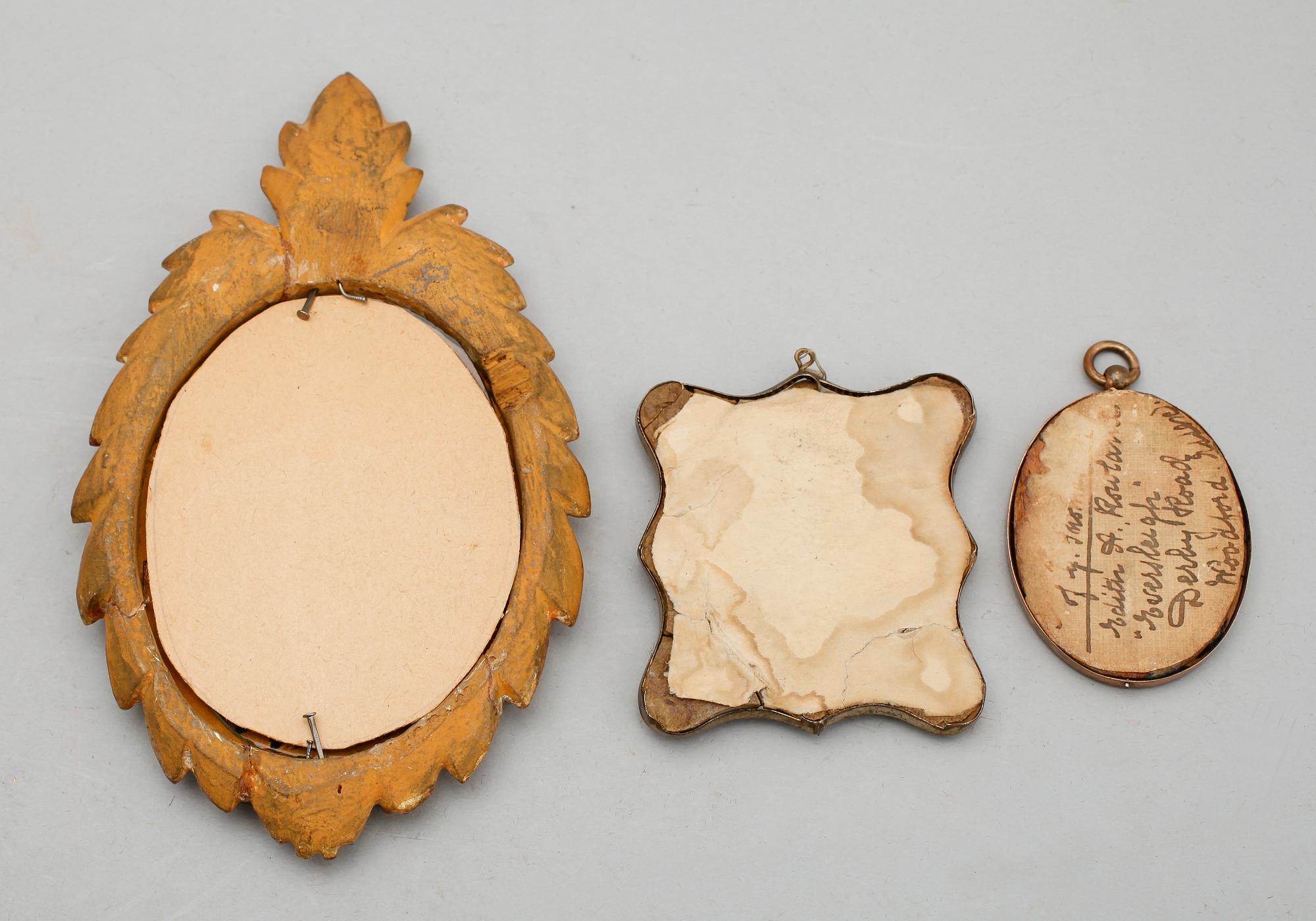 MINIATYRER, 3 st, 1800-/1900-tal, bla blandteknik.
