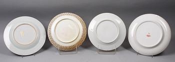 TALLRIKAR, 4 st, porslin, mest Kina 1700-1800-tal.