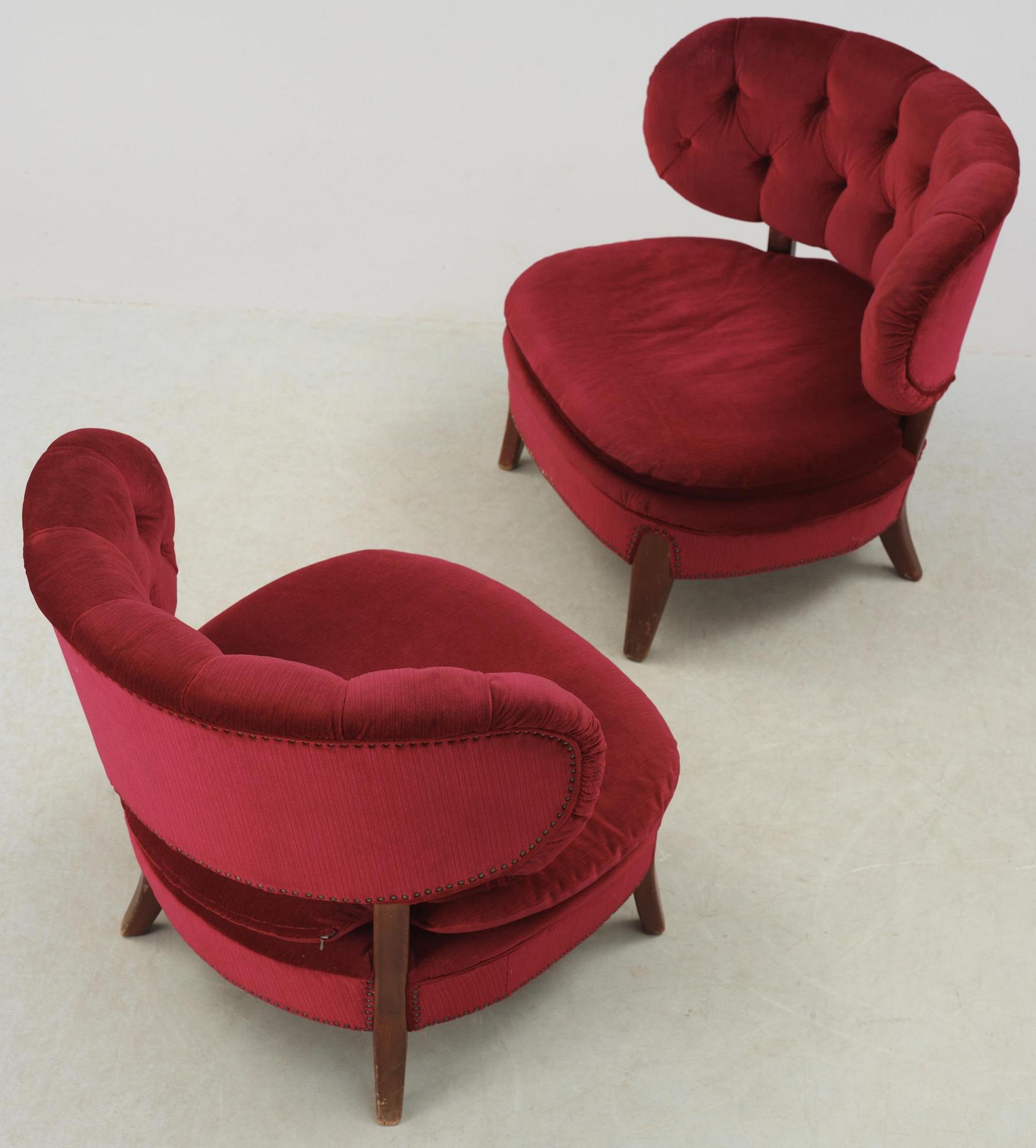 FÅTÖLJER, ett par, "Schulz", Otto Shultz för JIO Möbler Jönköping, 1940-50-tal.