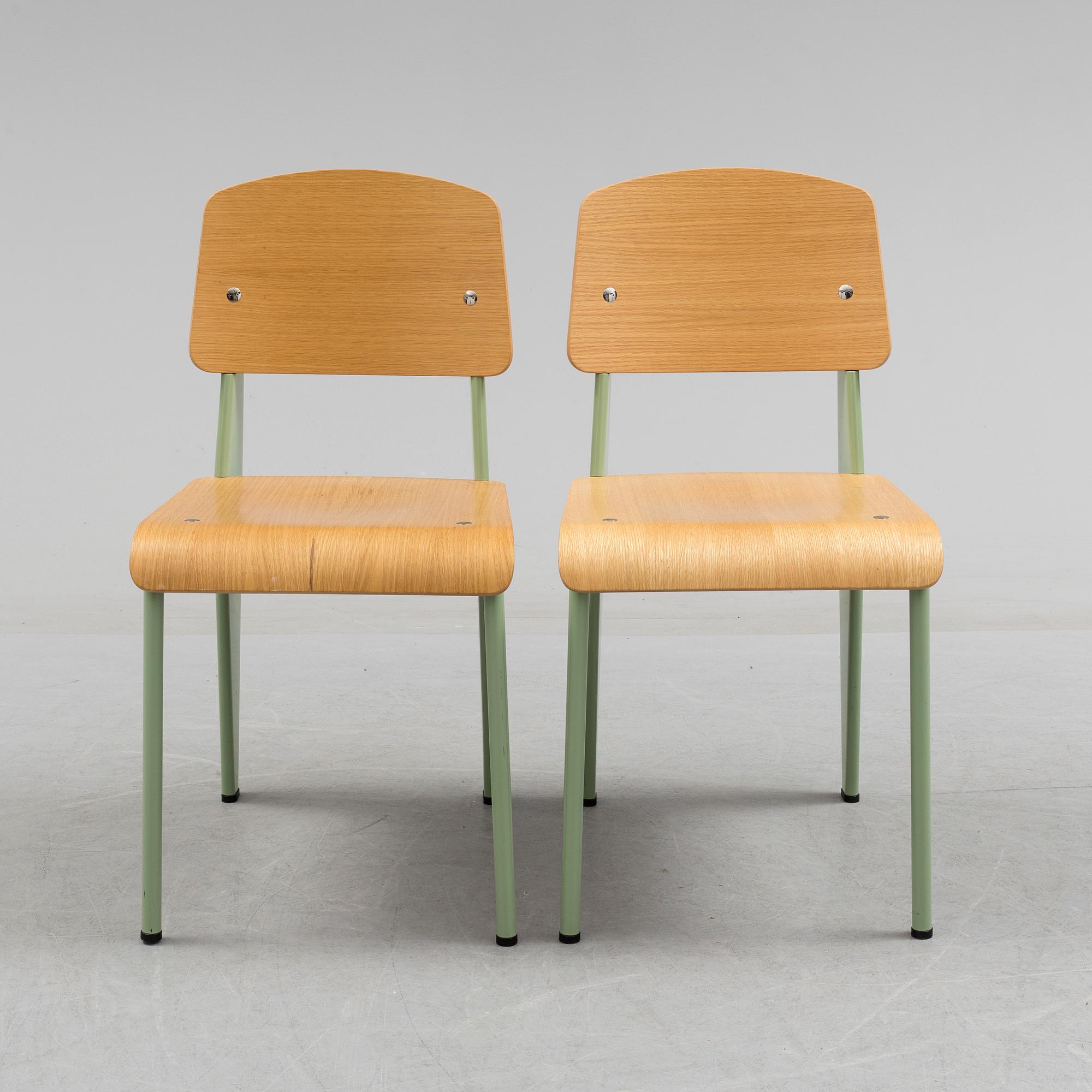 A pair of chairs, Prouvé Collection, Jean Prouvé, Vitra edition 2002.