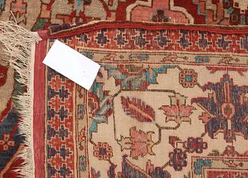 SEMI-ANTIQUE TURKISH/CAUCASIAN PART SILK. 270 x 174,5 cm (as well as approximately 1,5 cm red flat weave at each end).