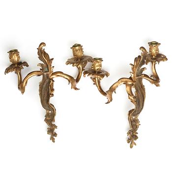 A pair of Louis XV 1740's two-light wall-lights.