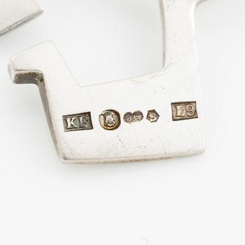 PA Lundahl-Terrs, a crown, two bracelets, a brooch, a earring, and a pendant, silver, Stockholm and Växjö, among others 1961.