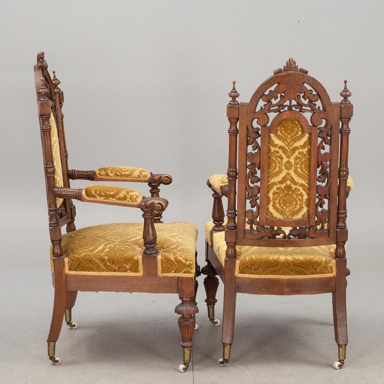 KARMSTOLAR, ett par, barockstil, sekelskiftet 1800/1900.