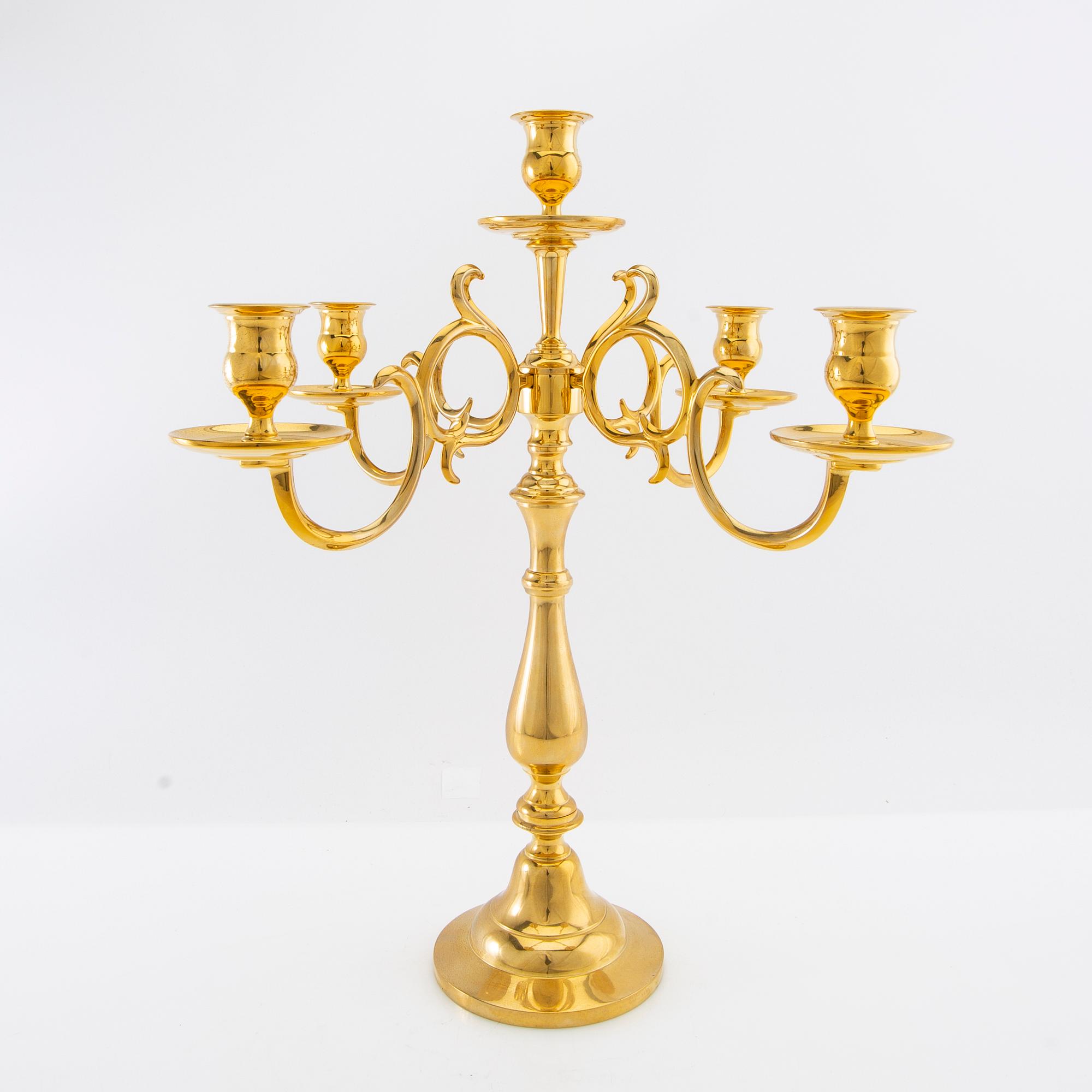 Bror Johansson Candelabrum of polished brass No. 105 for Skultuna.