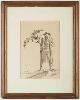 Axel Fridell, indian ink and wash, signed.