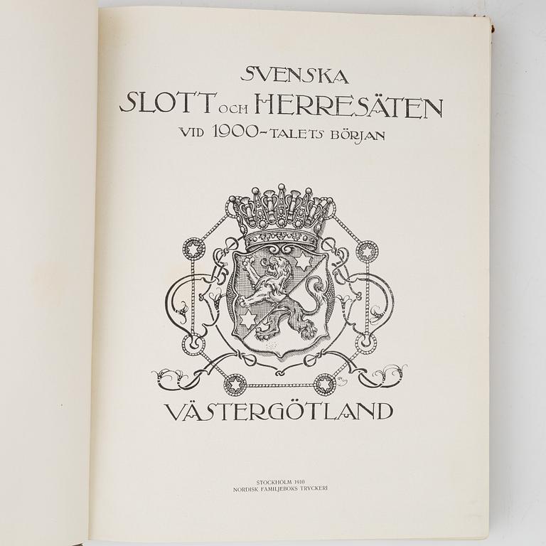 "Svenska slott och herresäten vid 1900-talets början", 5 vol, Stockholm 1908-14; samt Ny följd 4 vol, Stockholm 1918-23.